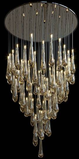 Réalisation de luminaire en verre soufflé sur mesure pour hôtel restaurant à Paris