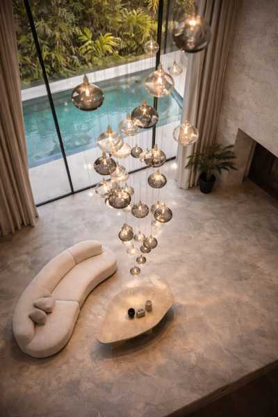 Suspension en verre sur mesure pour villa contemporaine ouverte sur l’extérieur à Nice