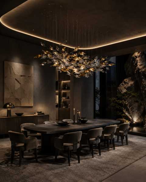 Lustre artistique haut de gamme pour salle à manger contemporaine à Lyon