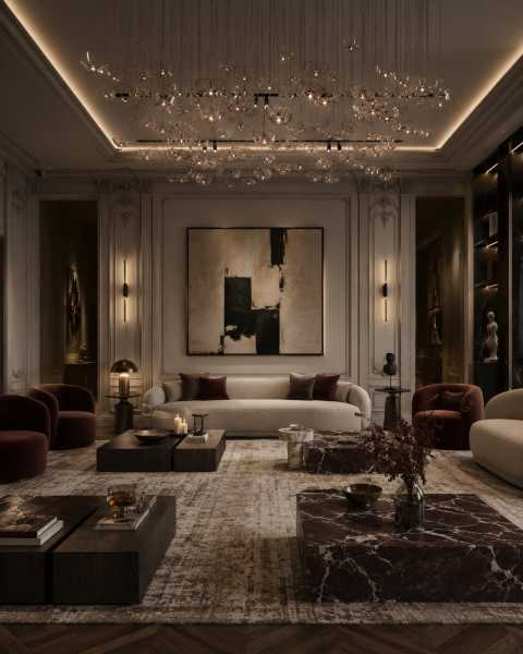Luminaire artistique en verre soufflé pour salon de prestige à Deauville